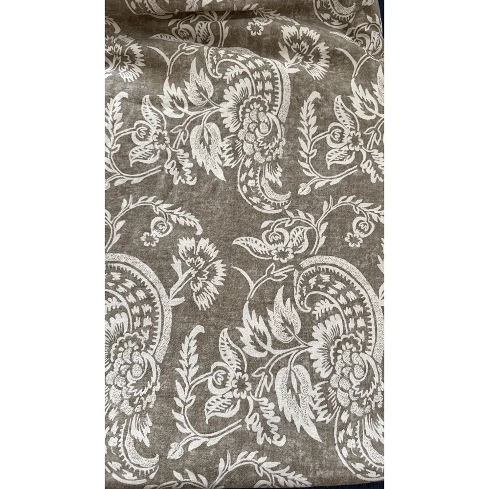 Pottery Barn Alessandra Scroll King Size Duvet Cover Linen Blend Taupe Gray 2015